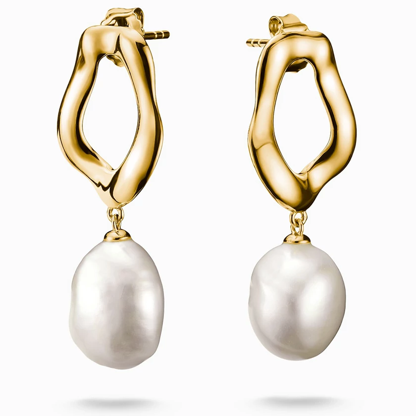 Thomas Sabo sárga arany organikus gyöngy fülbevaló - H2322-430-14 - Natural Beauty
