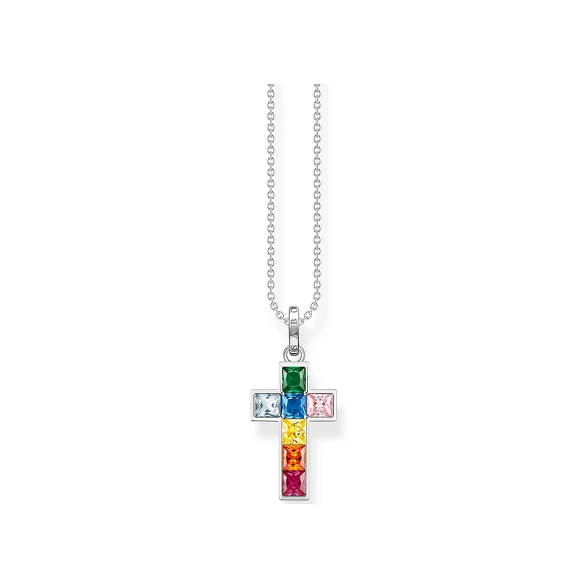 Thomas Sabo nyaklánc színes köves kereszt medállal - KE2166-477-7-L45V