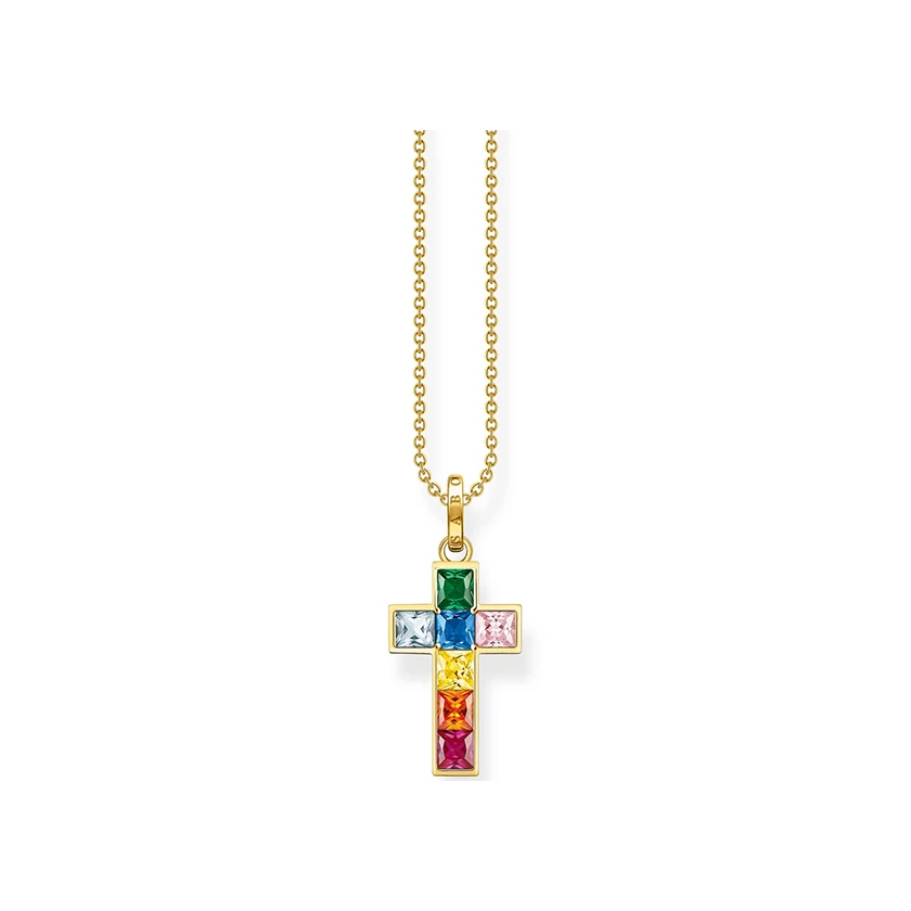 Thomas Sabo nyaklánc színes köves kereszt medállal - KE2166-996-7-L45V