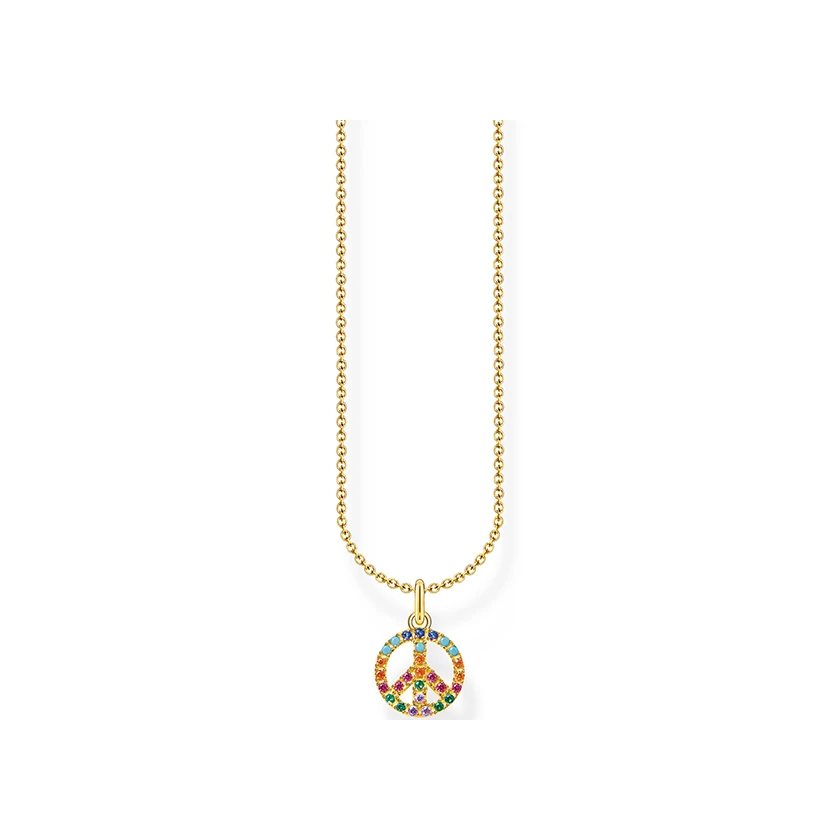 Thomas Sabo nyaklánc színes köves békejel medállal - KE2175-488-7-L45V