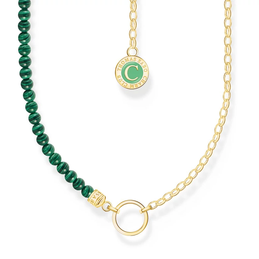 Thomas Sabo Charmista Coin aranyozott zöld gyöngyös nyaklánc - KE2190-140-6-L45V