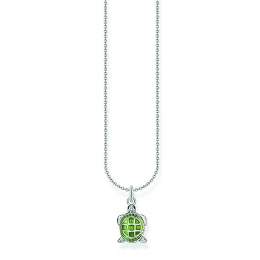 Thomas Sabo ezüst nyaklánc zöld teknős medállal - KE2216-007-6-L45V