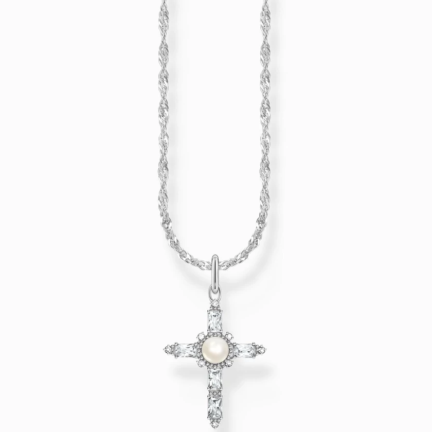 Thomas Sabo ezüst nyaklánc fehér cirkónia kereszt medállal - KE2296-167-14-L45V