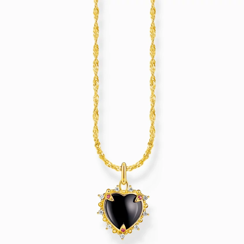 Thomas Sabo aranyozott nyaklánc fekete cirkónia szív medállal - KE2297-995-11-L45V