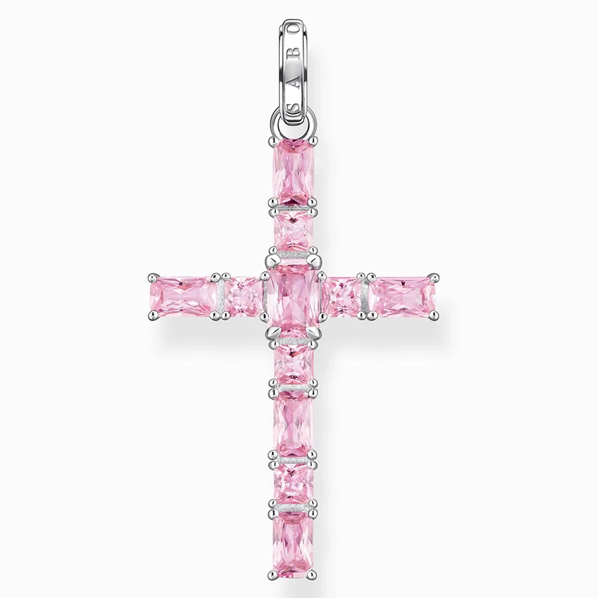 Thomas Sabo rózsaszín köves kereszt medál - PE939-051-9