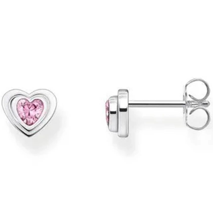 Thomas Sabo rózsaszín köves ezüst szív fülbevaló - SCH150345