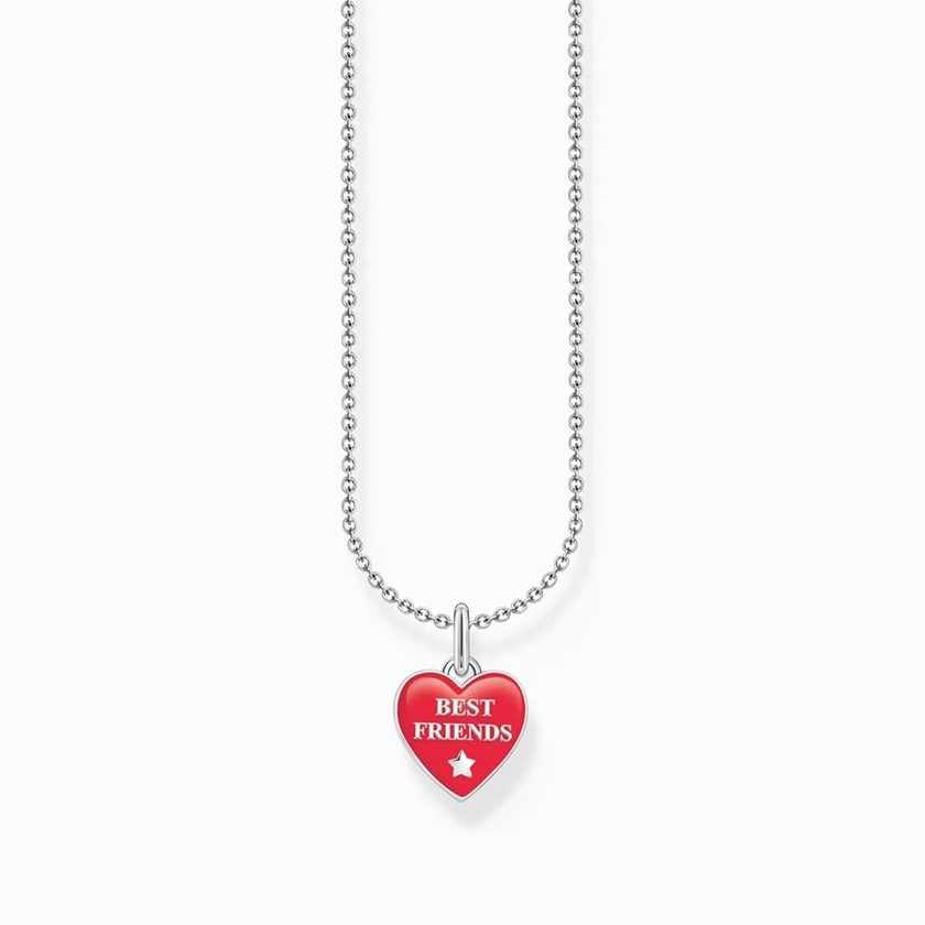 Thomas Sabo ezüst nyaklánc "BEST FRIENDS" piros szív medállal - SCKE150381