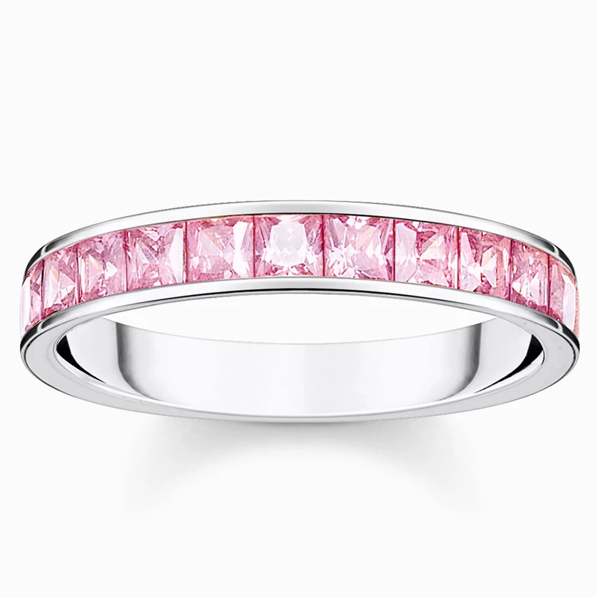 Thomas Sabo ezüst gyűrű rózsaszín kövekkel - TR2358-051-9-48