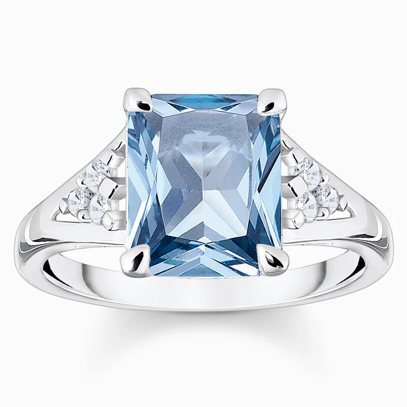 Thomas Sabo kék köves ezüst gyűrű - TR2362-059-1-52