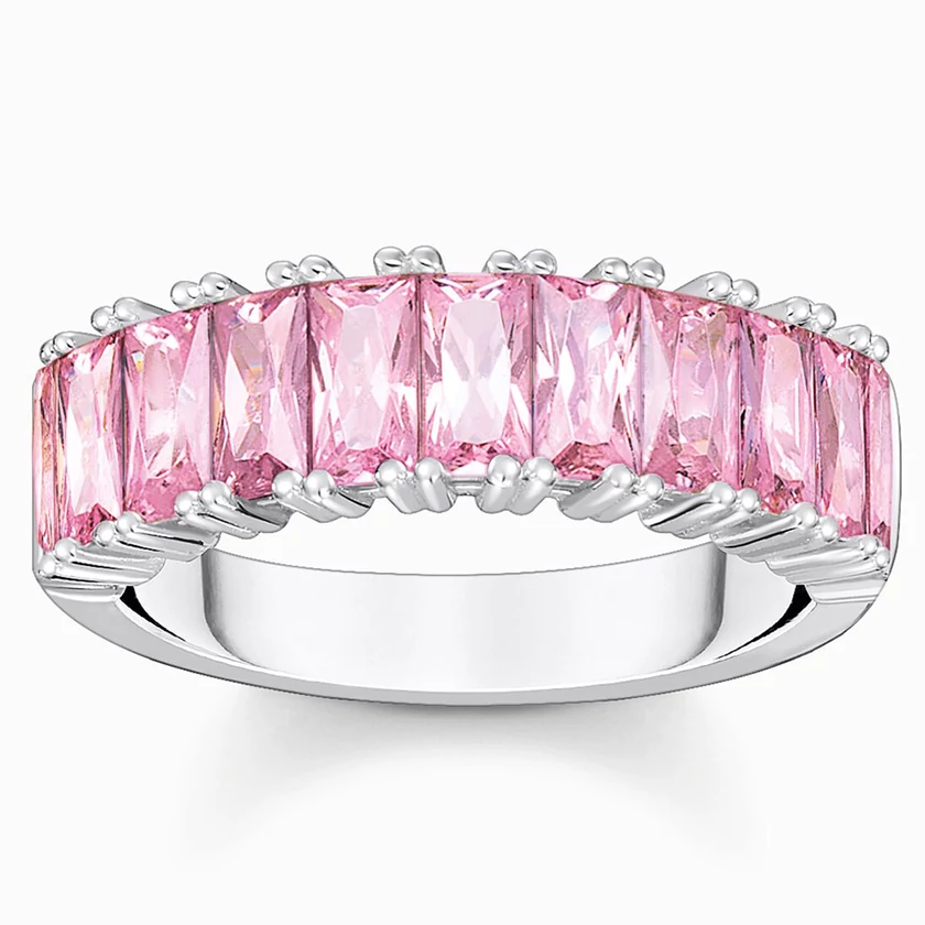 Thomas Sabo ezüst gyűrű rózsaszín kövekkel - TR2366-051-9-52