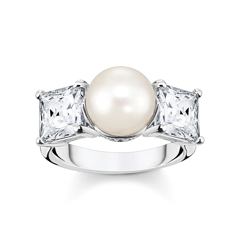 Thomas Sabo gyöngyös gyűrű fehér kővel  - TR2408-167-14-58