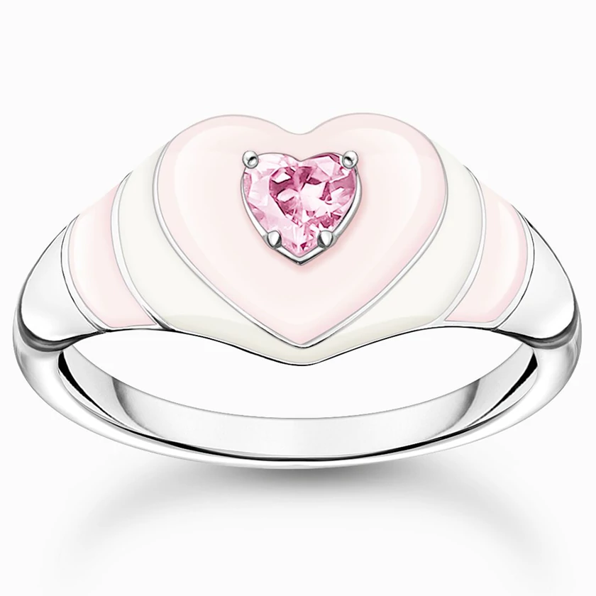Thomas Sabo rózsaszín szív gyűrű - TR2435-041-9-52
