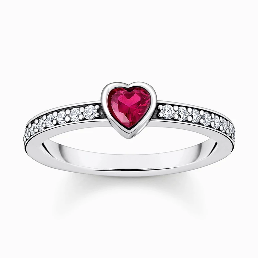 Thomas Sabo piros szív ezüst gyűrű - TR2448-640-10-48