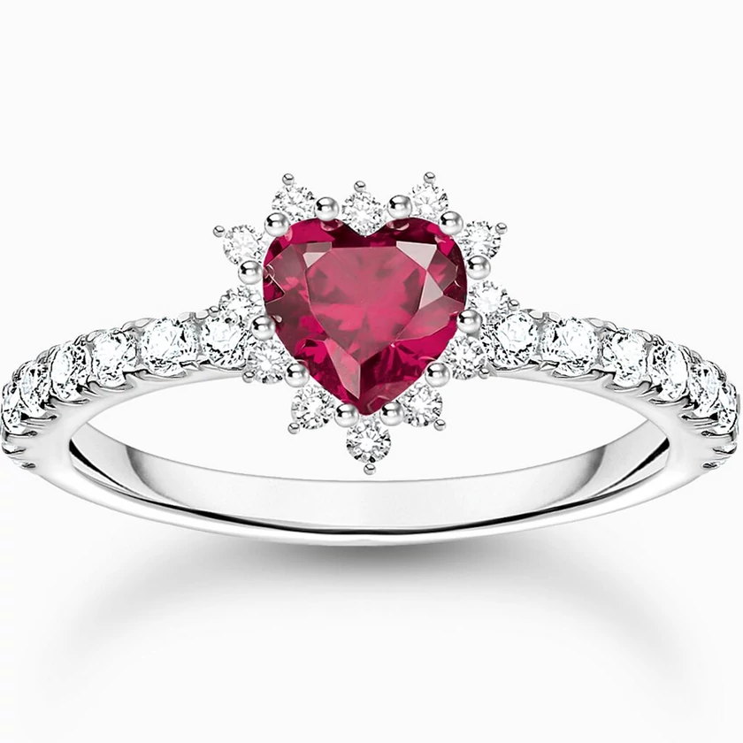 Thomas Sabo ezüst piros szív gyűrű - TR2484-013-10-50