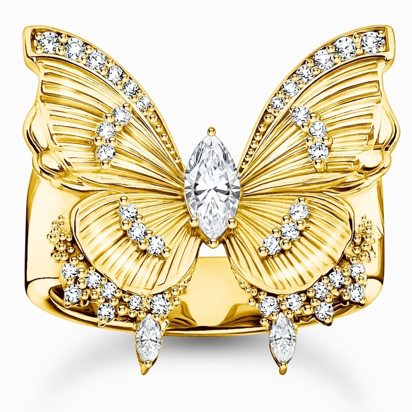 Thomas Sabo aranyozott nagy pillangó gyűrű - TR2495-414-14-52