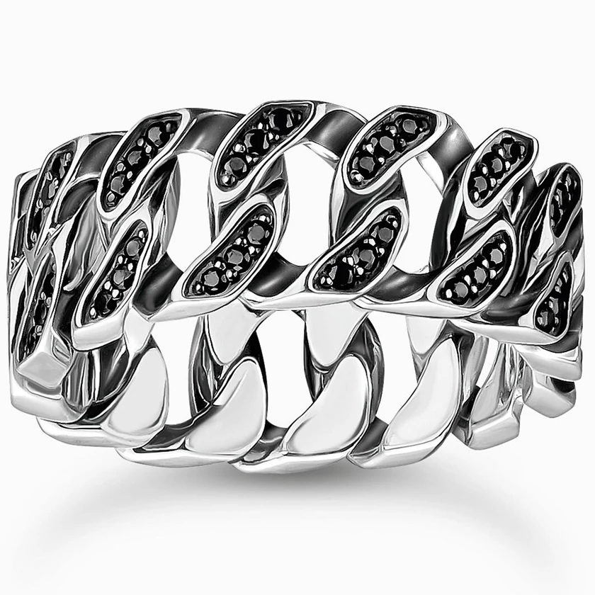 Thomas Sabo ezüst fekete cirkónia láncszemes gyűrű - TR2501-643-11-50