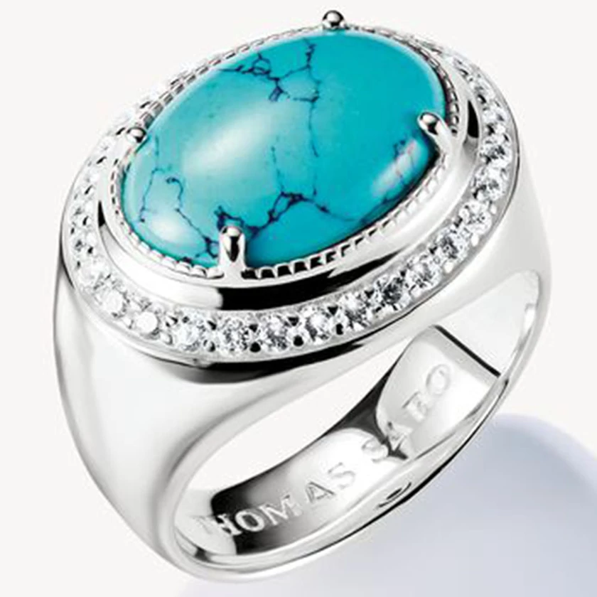 Thomas Sabo türkiz ovális ezüst gyűrű - TR2505-405-17