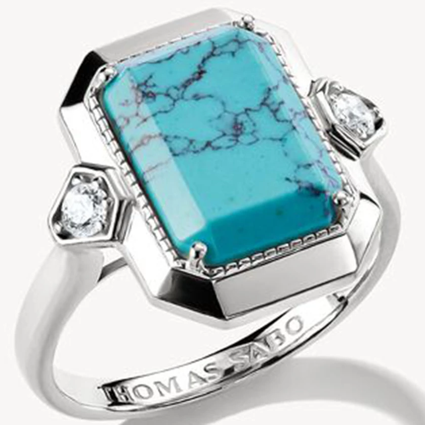 Thomas Sabo türkiz nyolccszög ezüst gyűrű - TR2506-405-17