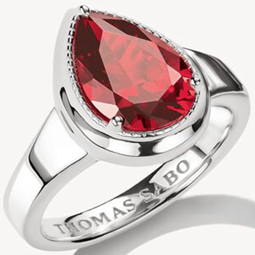 Thomas Sabo piros csepp cirkónia köves ezüst gyűrű - TR2522-051-10