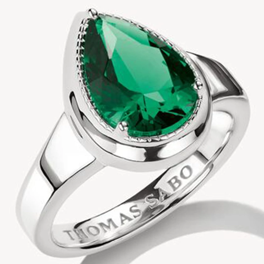 Thomas Sabo zöld csepp cirkónia köves ezüst gyűrű - TR2522-699-6