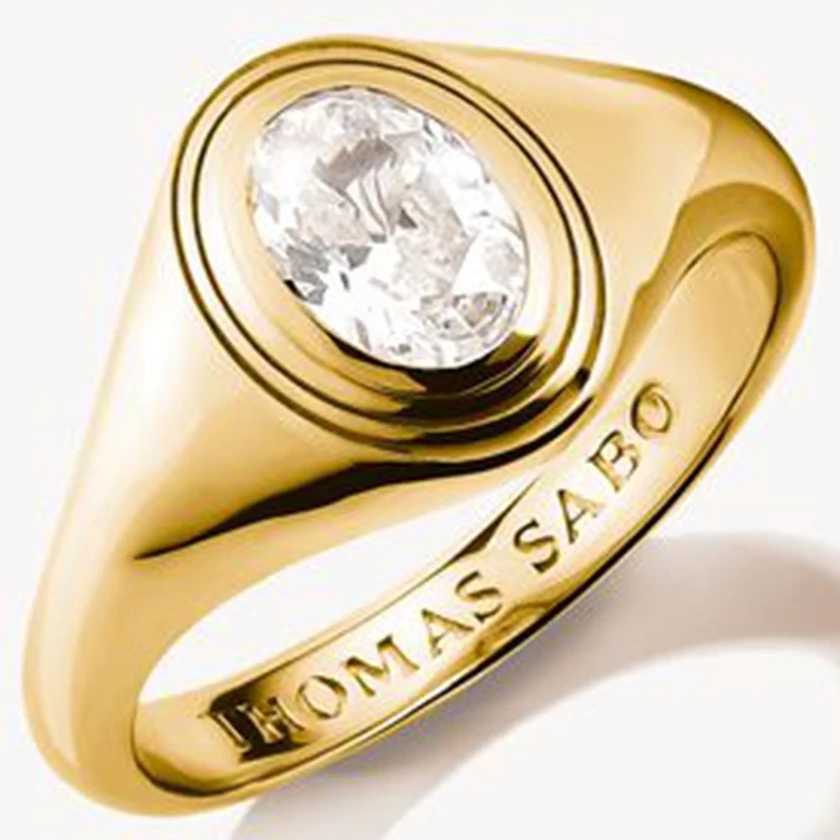 Thomas Sabo ovális cirkónia köves aranyozott gyűrű - TR2523-414-14