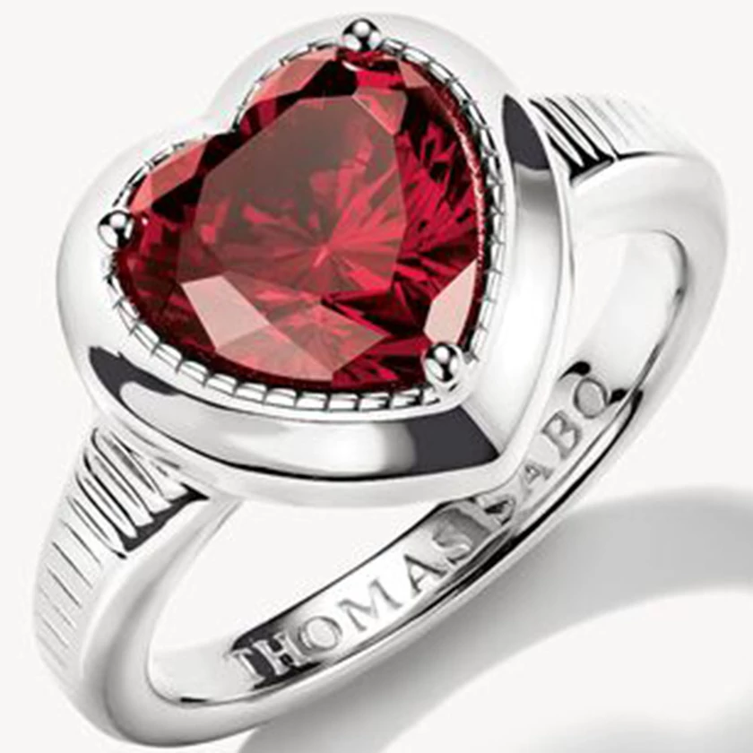 Thomas Sabo piros szív cirkónia köves ezüst gyűrű  - TR2524-051-10