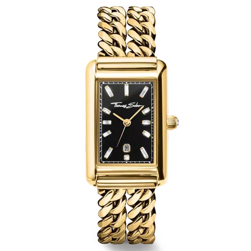 Thomas Sabo Bold Elegance fekete számlapos arany női óra - WA0452-291-203