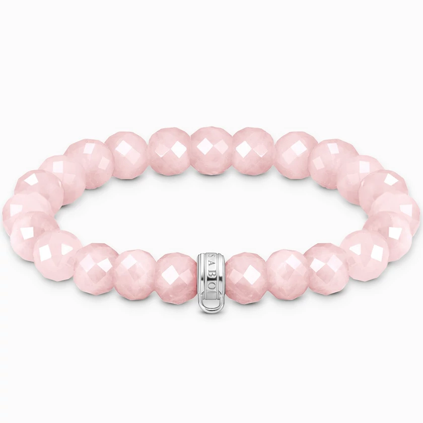 Thomas Sabo ovális rózsakvarc gyöngyös karkötő - X0292-034-9-L15