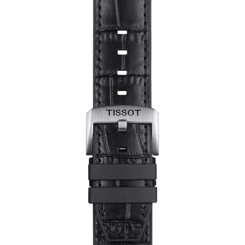 Tissot fekete bőr és szilikon óraszíj 22 mm