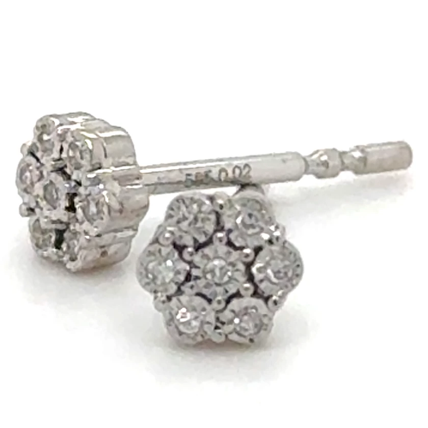 Velekey Diamond fehér arany virág gyémánt fülbevaló - BOARPNE00153-EW