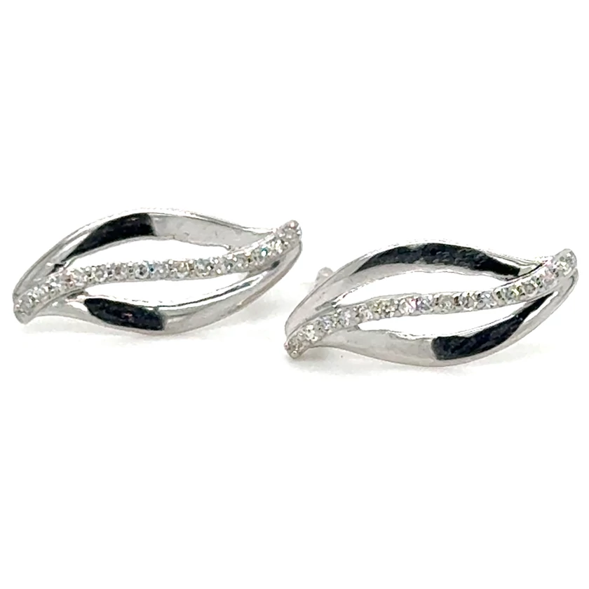 Velekey Diamond fehér arany levél gyémánt fülbevaló - BOCDCER0618W