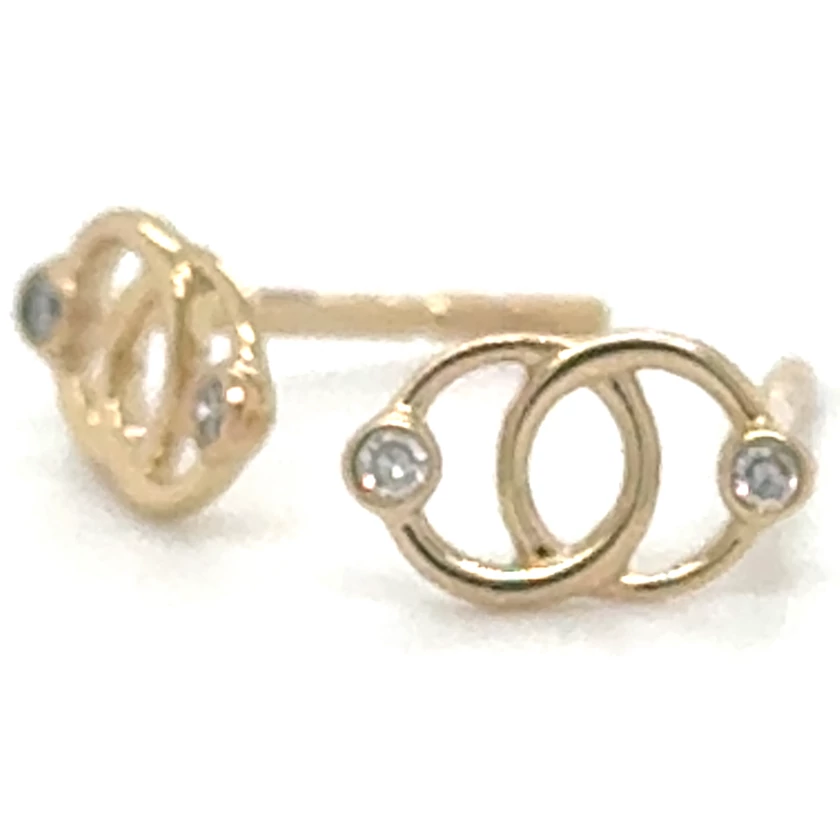 Velekey Diamond sárga arany egymásba fonódó körök beszúrós gyémánt fülbevaló - BOE00425Y