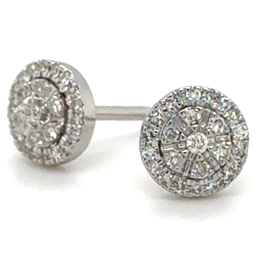 Velekey Diamond fehér arany lapos gyémánt gombfülbevaló - BOPS822W