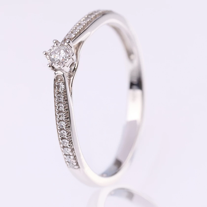 Velekey Diamond gyémánt eljegyzési gyűrű 0.1ct. - BRI42702-010W-49