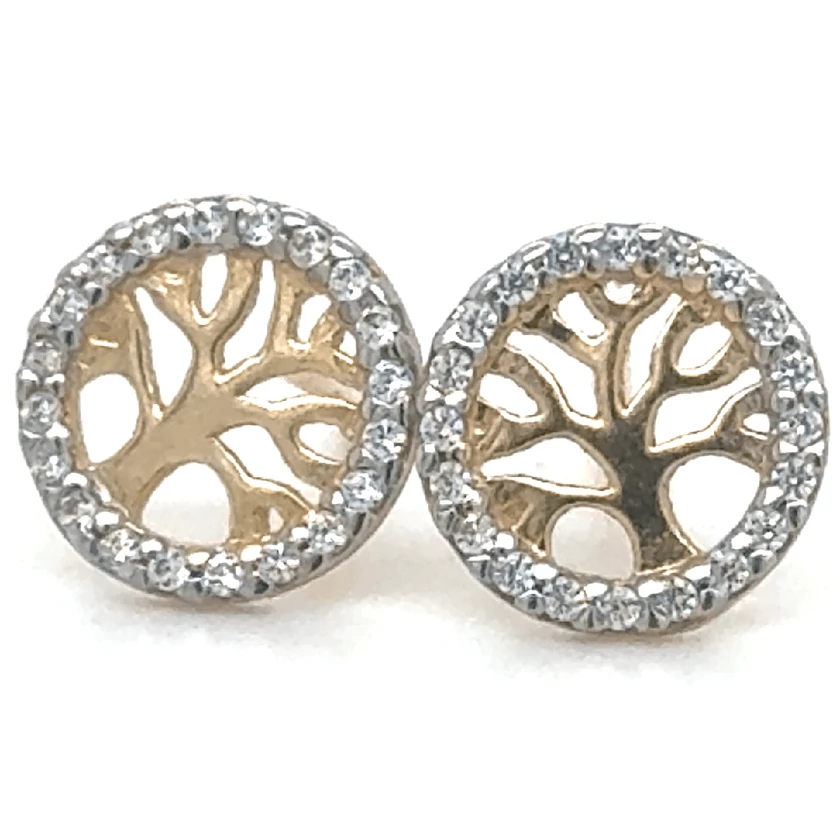 Velekey Gold sárga arany életfa beszúrós fülbevaló - ER0022Y