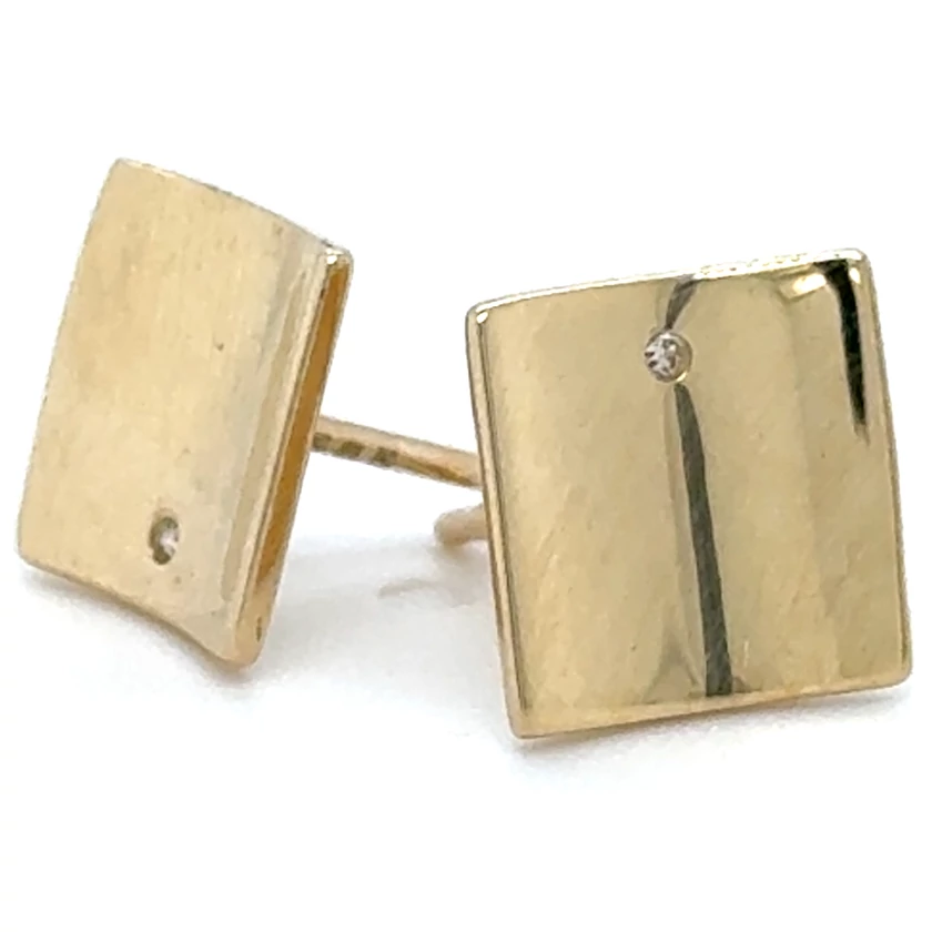 Velekey Gold sárga arany téglalap beszúrós fülbevaló - ER0036Y