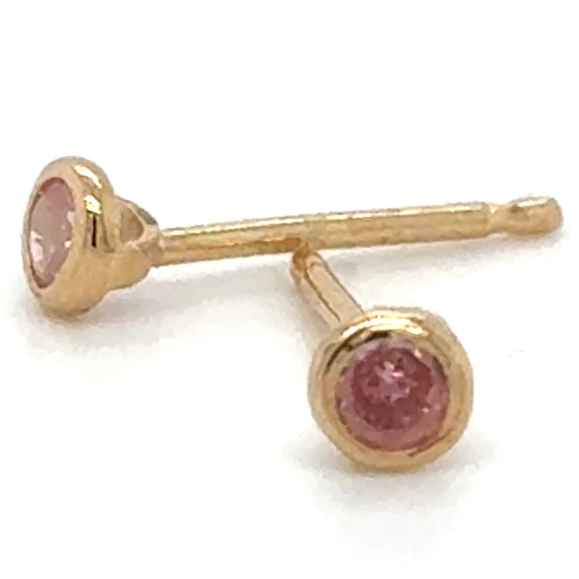 Velekey Gold sárga arany beszúrós fülbevaló rózsaszín - ER0048Y