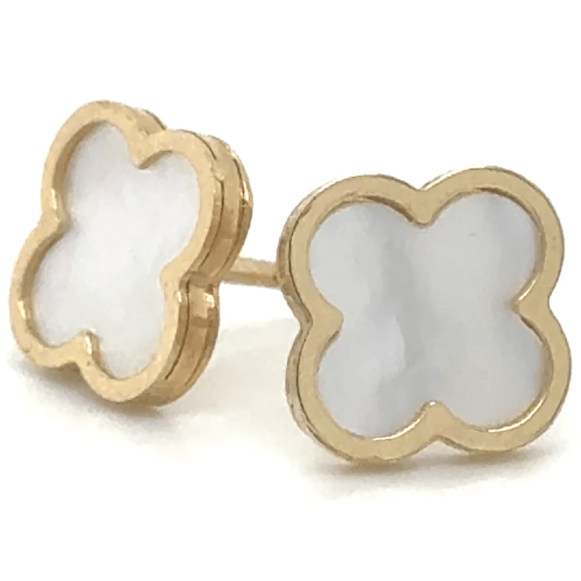 Velekey Gold sárga arany gyöngyház lóhere fülbevaló - ER0079Y