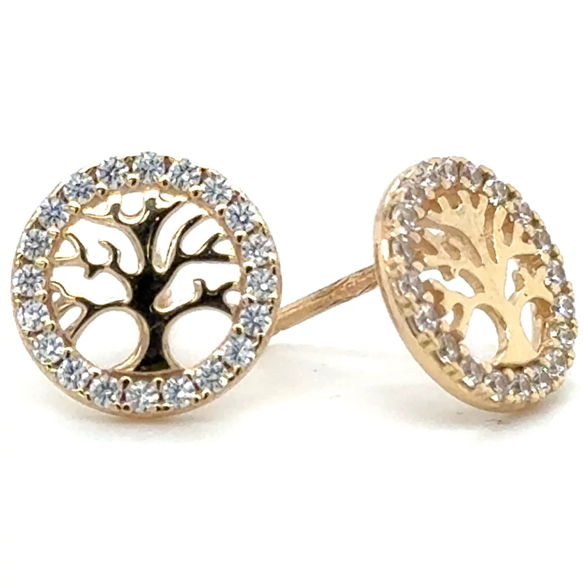 Velekey Gold sárga arany életfa beszúrós fülbevaló - ER0128Y