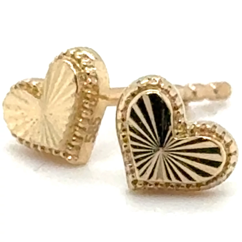 Velekey Gold sárga arany beszúrós szív fülbevaló - ER0135Y