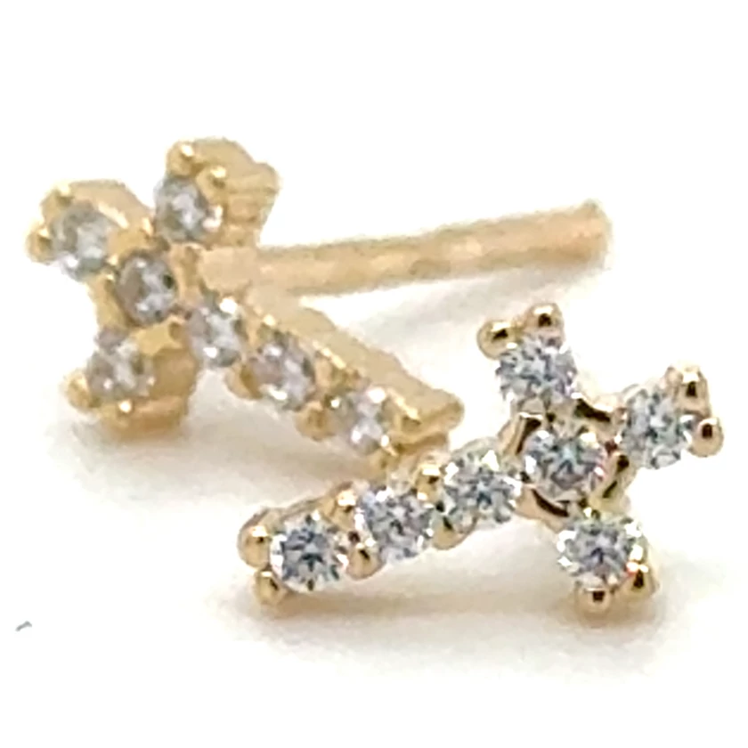 Velekey Gold sárga arany beszúrós kereszt fülbevaló - ER0172Y