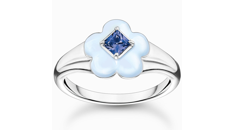 Thomas Sabo kék virágos gyűrű - TR2433-496-1-50