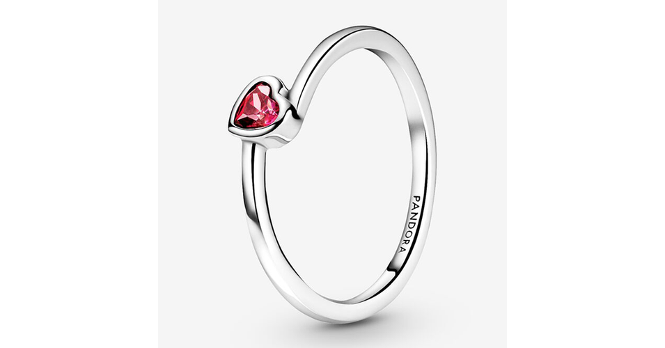 Pandora piros szív soliter gyűrű - 199267C01-48 - Pandora gyűrűk
