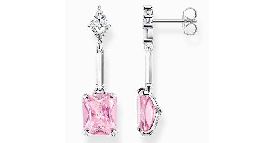 Thomas Sabo H2177-051-9 Orecchini Lunghi Donna In Argento 925 Con Zirconi Rosa - Eleganti A Goccia, Taglio Ottagonale - 2