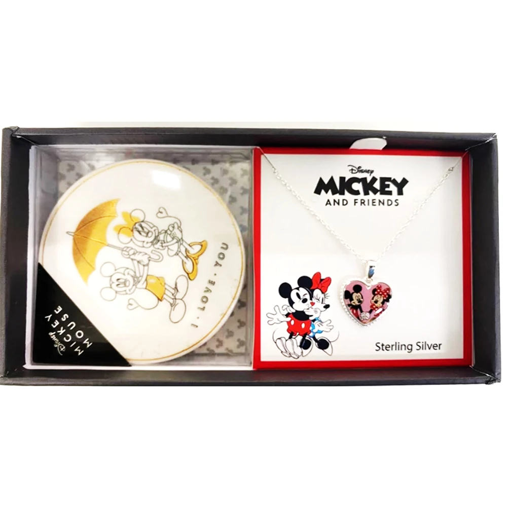 Disney Mickey & Minnie nyaklánc porcelán ékszertartóval - CMB03