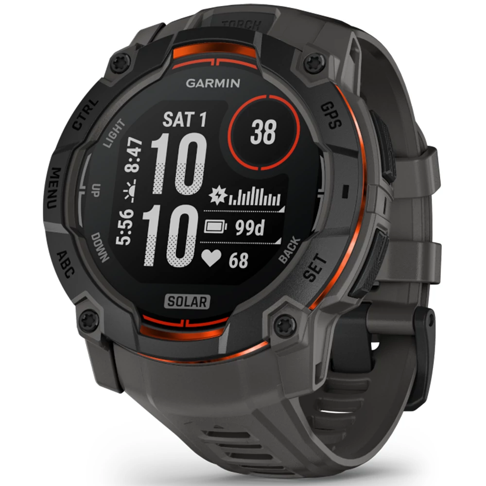 Garmin Instinct 3, 50mm Solar, Fekete, sötétszürke szíjjal (ED) - 010-02935-00