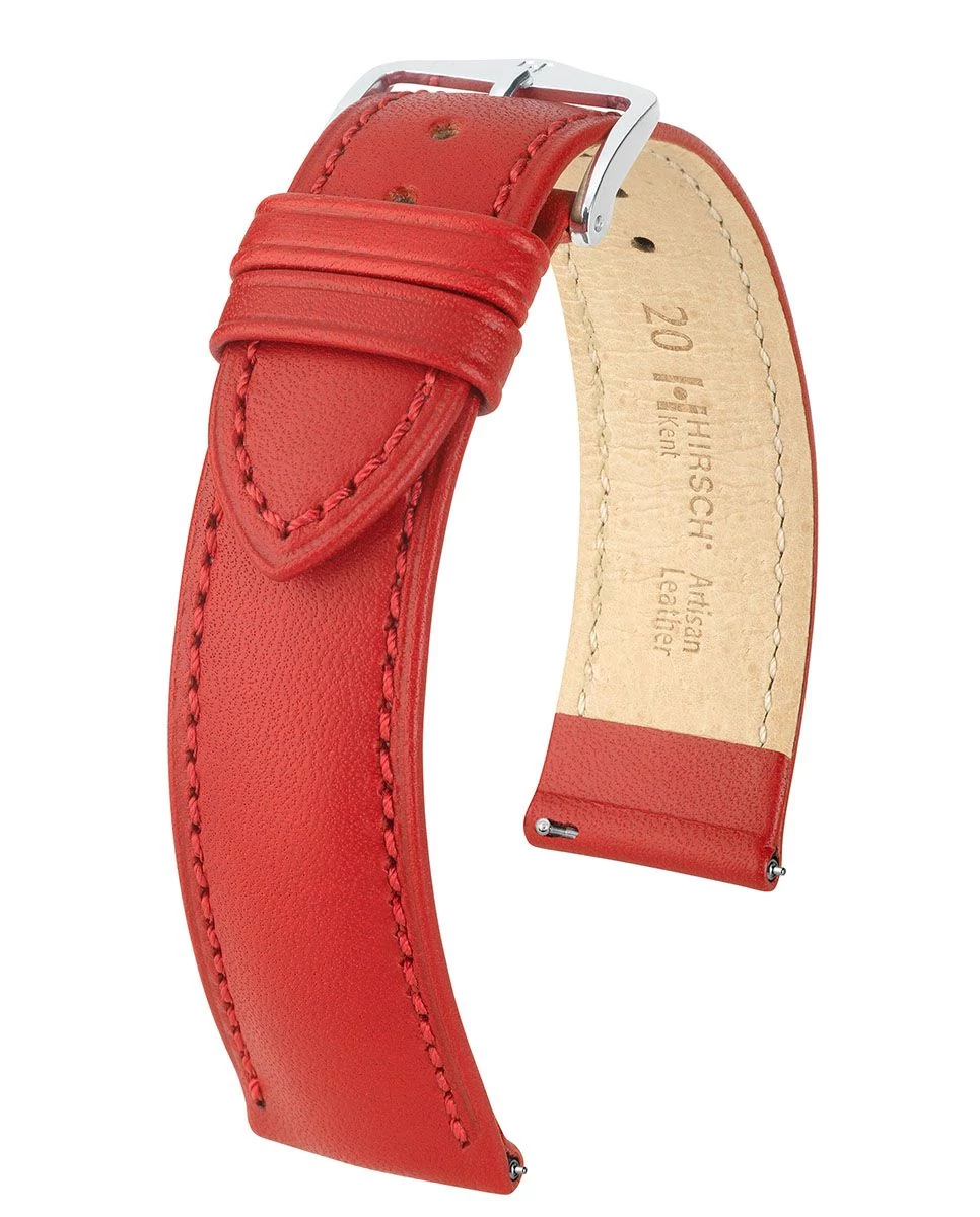 Hirsch piros borjú bőr óraszíj  18mm - Kent L - 01002020-2-18