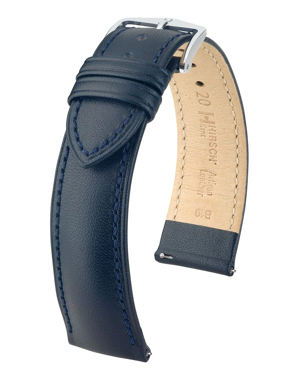 Hirsch kék borjú bőr óraszíj  18mm - Kent L - 01002080-2-18