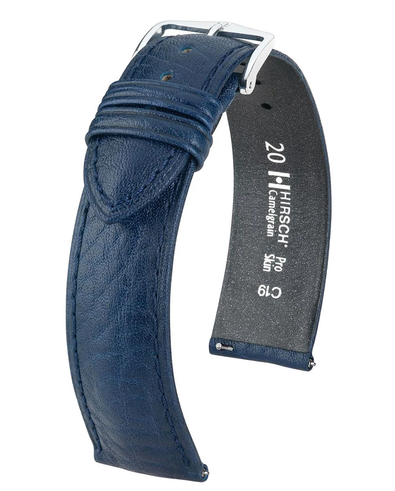 Hirsch kék borjú bőr óraszíj  20mm - Camelgrain L - 01009080-2-20