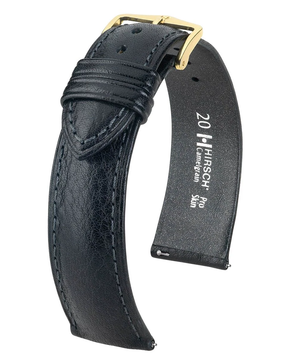 Hirsch fekete borjú bőr óraszíj  8mm - Camelgrain M NQR - 01009150-1-08